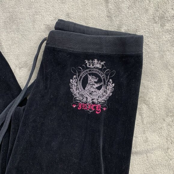 Vintage Juicy Couture Sweatpants Women Medium Velour Low Rise Flare Y2K USA - Picture 2 of 11